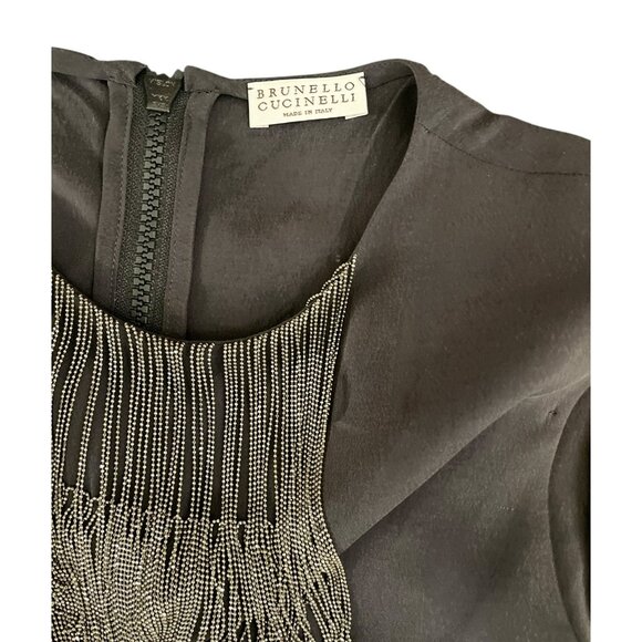 Brunello Cucinelli Silk Beaded Sleeveless Top Sz S Made in Italy Eggplant Purple - Picture 3 of 8